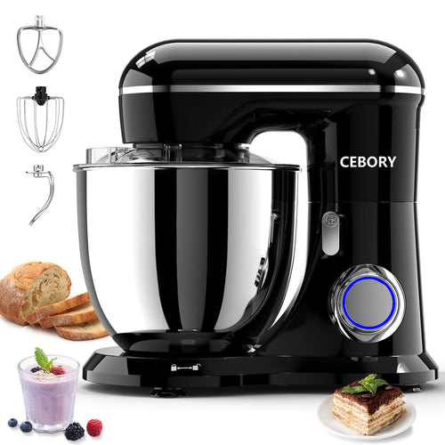 CEBORY Efficient Stand Mixer 6.5QT 10-Speed with Mixing Set